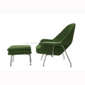 Green Cashmere Wool Saarinen Womb Chair & Ottoman